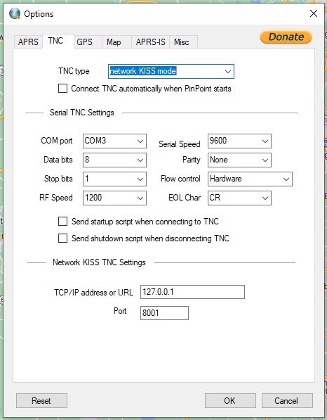 Pinpoint TNC settings