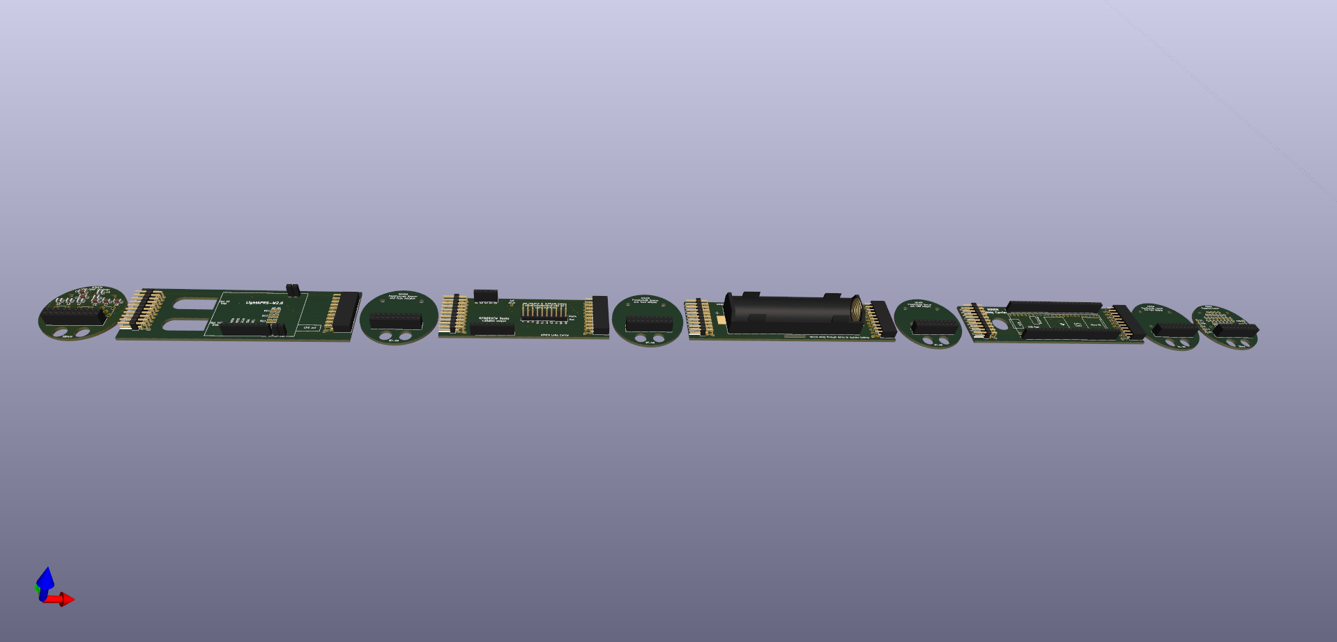 3D rendering of a group of circuit boards
